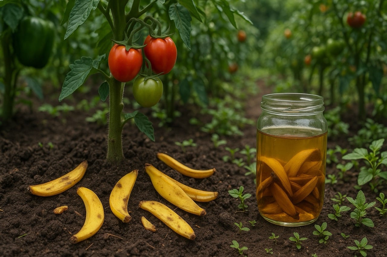 Peau de banane en décomposition, engrais naturel et bio