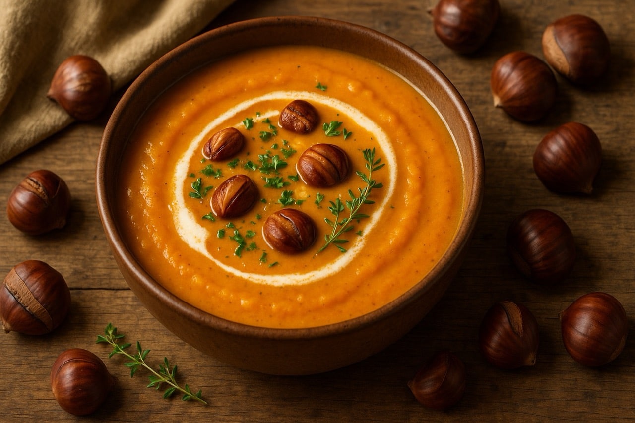 Soupe crémeuse à la citrouille et châtaignes - Grande