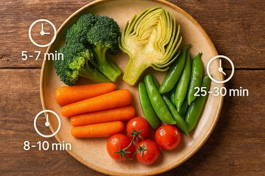 Tableau des temps de cuisson des légumes par méthode