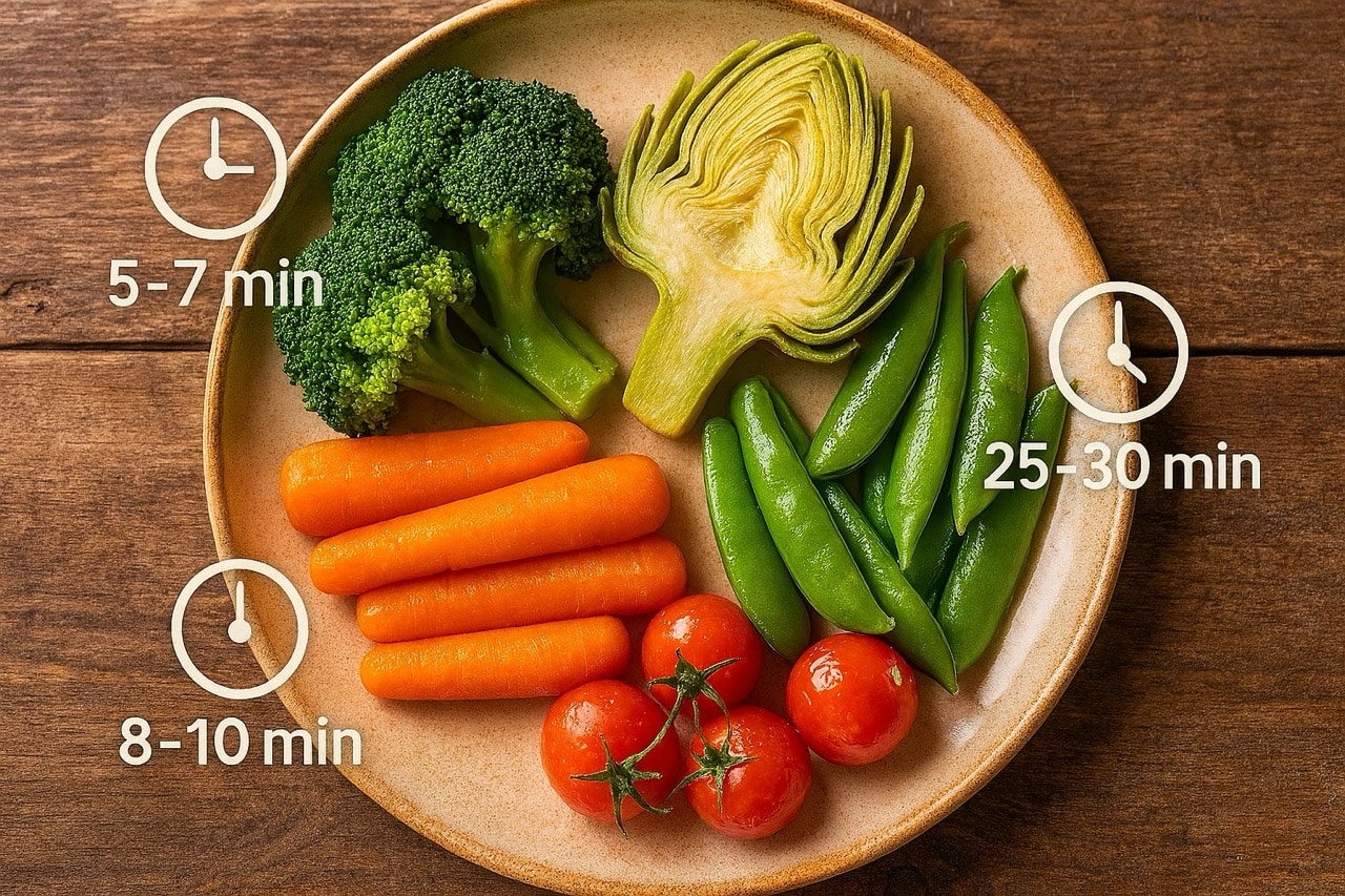 Tableau des temps de cuisson des légumes par méthode